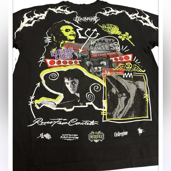 Stylish Black Graphic Tee for Men Beetle Juice Colab NWT Size Medium - Picture 3 of 11